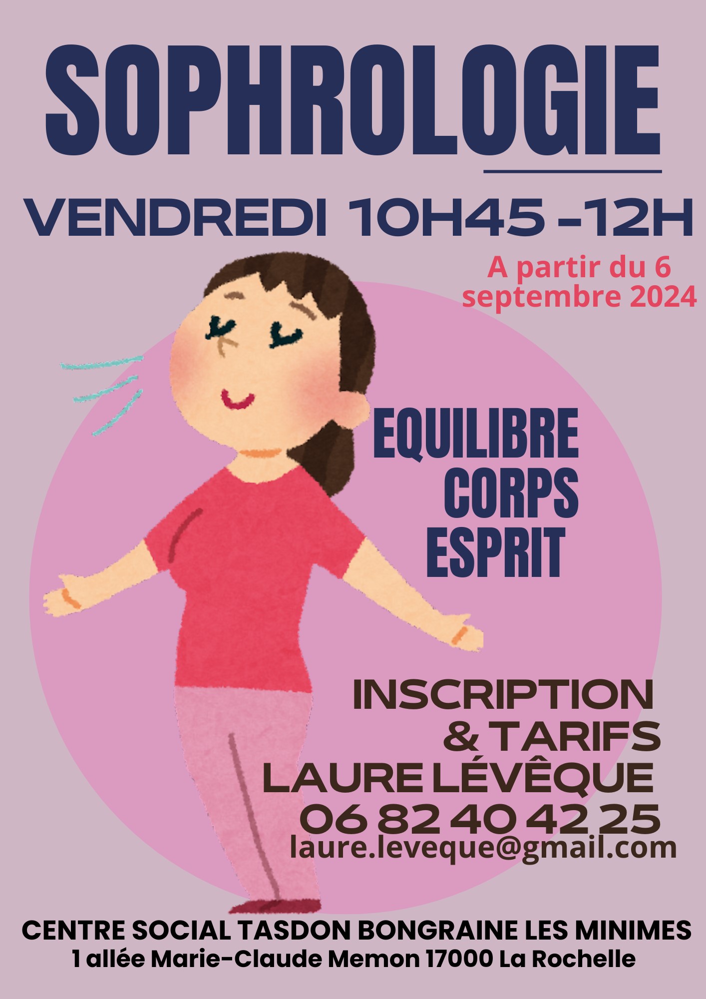 Affiche Sophrologie à La Rochelle le vendredi de 10h45 à 12h